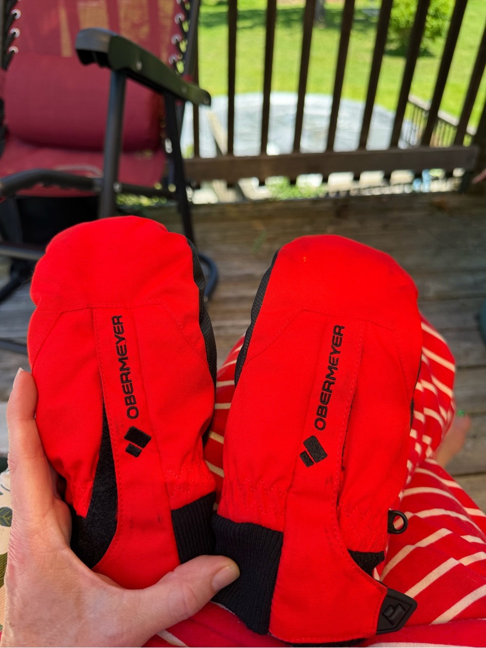 Obermeyer Kids Ski Mittens | Size XL | Red & Black Waterproof Winter Gloves